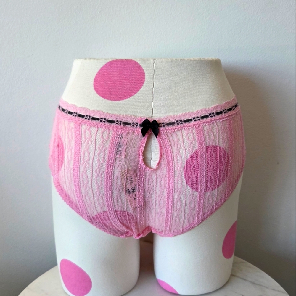 Victoria's Secret Vintage Pink Lace Hipster Cheeky Panty NWT Keyhole Bow HTF - Picture 4 of 12